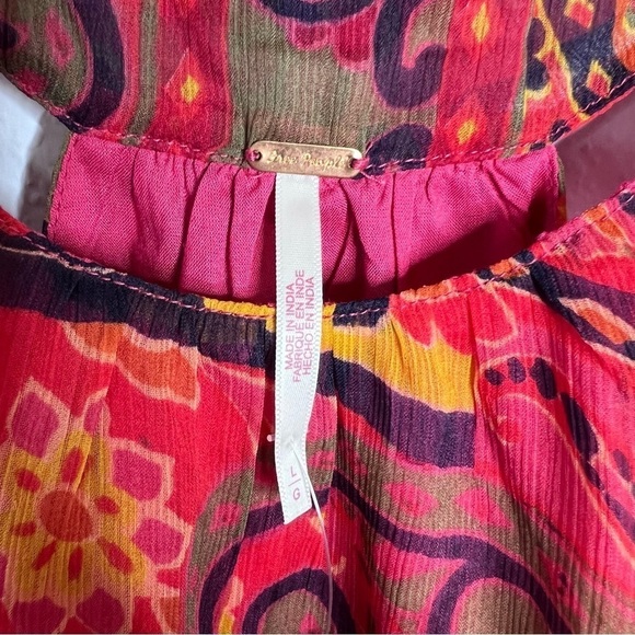 Free People Floral Paisley Top Sleeveless Large Pink Flowy Lined Boxy P - Picture 6 of 9